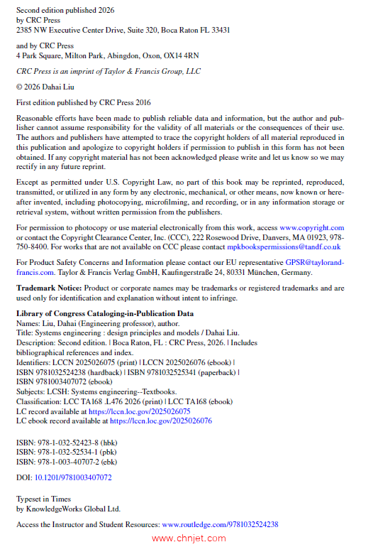 《Systems Engineering：Design Principles and Models》第二版